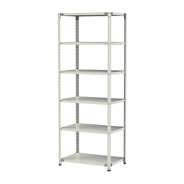 ●u.ヤマキン/山金工業【1.5S8360-6W】ボルトレス軽中量ラック(150kg/段) 6段 間口900mm ホワイトグレー 組立式|クローバー資材館