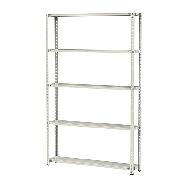 ●u.ヤマキン/山金工業【1.5S8530-5W】ボルトレス軽中量ラック(150kg/段) 5段 間口1500mm ホワイトグレー 組立式|クローバー資材館