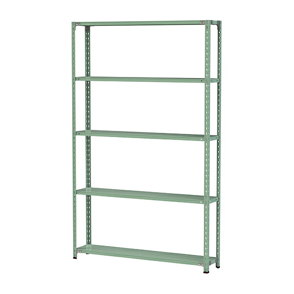 ●u.ヤマキン/山金工業【1.5S8530-5G】ボルトレス軽中量ラック(150kg/段) 5段 間口1500mm ライトグリーン 組立式|クローバー資材館