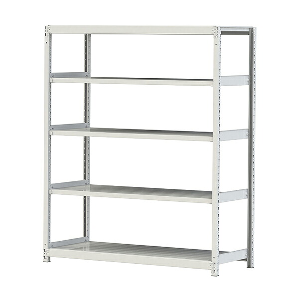 ●u.ヤマキン/山金工業【2S6560-5W】ボルトレス軽中量ラック(200kg/段) 5段 単体 間口1500mm 組立式|クローバー資材館