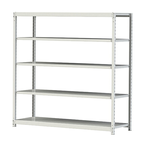 ●u.ヤマキン/山金工業【2S6660-5W】ボルトレス軽中量ラック(200kg/段) 5段 単体 間口1800mm 組立式|クローバー資材館