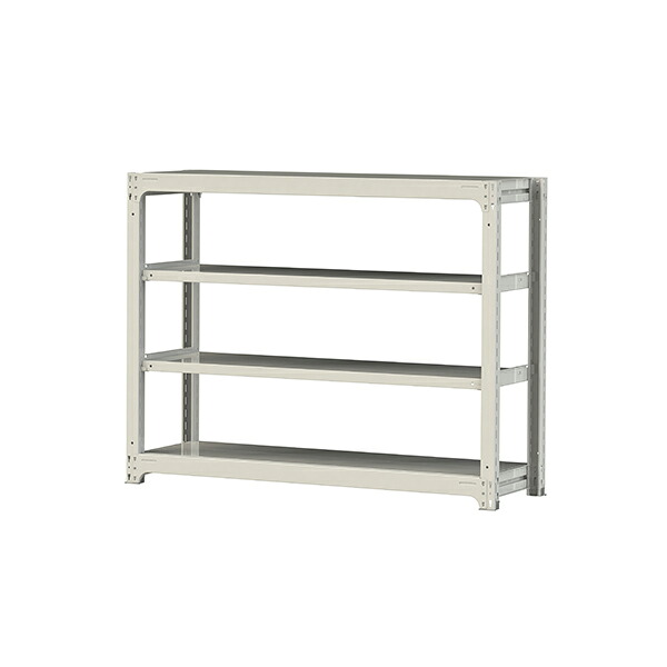 ●u.ヤマキン/山金工業【3S4548-4W】ボルトレス中量ラック(300kg/段) 4段 単体 高さ1200mm ホワイトグレー 組立式｜クローバー資材館