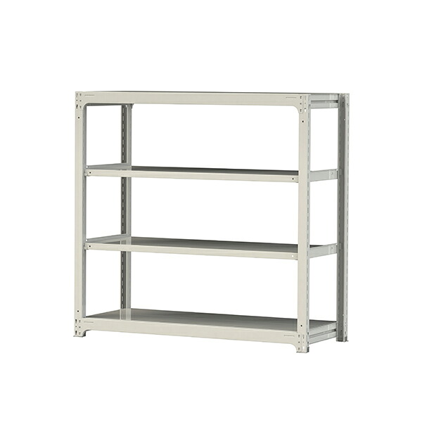 ●u.ヤマキン/山金工業【3S5562-4W】ボルトレス中量ラック(300kg/段) 4段 単体 高さ1500mm ホワイトグレー 組立式|クローバー資材館