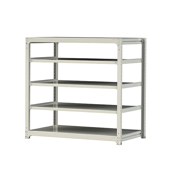 ●u.ヤマキン/山金工業【3S5591-5W】ボルトレス中量ラック(300kg/段) 5段 単体 高さ1500mm ホワイトグレー 組立式｜クローバー資材館