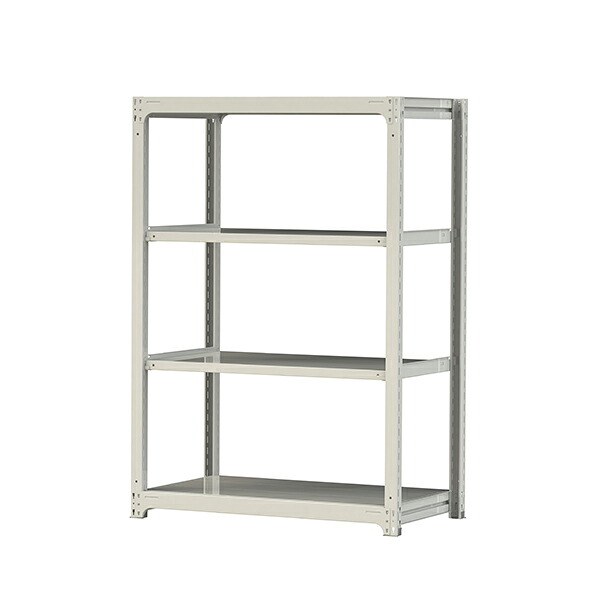 ●u.ヤマキン/山金工業【3S6470-4W】ボルトレス中量ラック(300kg/段) 4段 単体 高さ1800mm ホワイトグレー 組立式