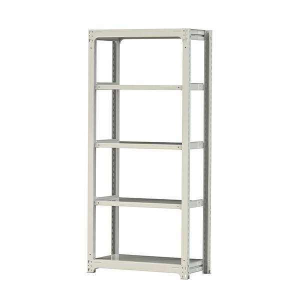 ●u.ヤマキン/山金工業【3S7348-5W】ボルトレス中量ラック(300kg/段) 5段 単体 高さ2100mm ホワイトグレー 組立式