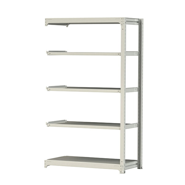 「連結型のみの購入は不可」●u.ヤマキン/山金工業【3S7462-5WR】ボルトレス中量ラック(300kg/段) 5段 連結 高さ2100mm ホワイトグレー 組立式