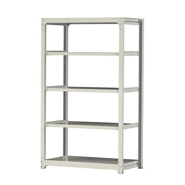 ●u.ヤマキン/山金工業【3S7470-5W】ボルトレス中量ラック(300kg/段) 5段 単体 高さ2100mm ホワイトグレー 組立式 29,887円