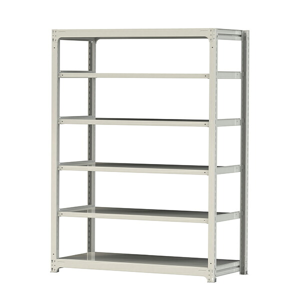 ●u.ヤマキン/山金工業【3S7570-6W】ボルトレス中量ラック(300kg/段) 6段 単体 高さ2100mm ホワイトグレー 組立式