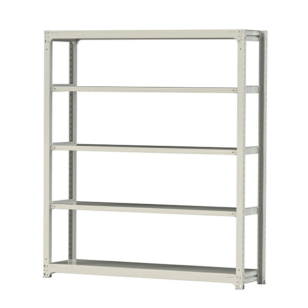 ●u.ヤマキン/山金工業【3S7648-5W】ボルトレス中量ラック(300kg/段) 5段 単体 高さ2100mm ホワイトグレー 組立式