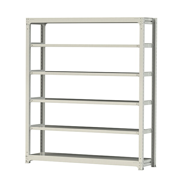 ●u.ヤマキン/山金工業【3S7648-6W】ボルトレス中量ラック(300kg/段) 6段 単体 高さ2100mm ホワイトグレー 組立式