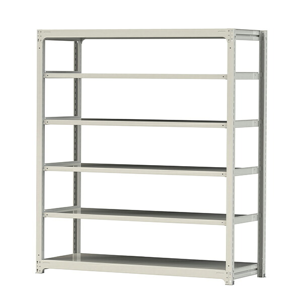 ●u.ヤマキン/山金工業【3S7670-6W】ボルトレス中量ラック(300kg/段) 6段 単体 高さ2100mm ホワイトグレー 組立式