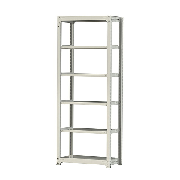 ●u.ヤマキン/山金工業【3S8348-6W】ボルトレス中量ラック(300kg/段) 6段 単体 高さ2400mm ホワイトグレー 組立式｜クローバー資材館