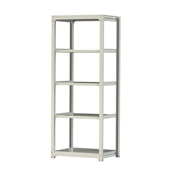 ●u.ヤマキン/山金工業【3S8370-5W】ボルトレス中量ラック(300kg/段) 5段 単体 高さ2400mm ホワイトグレー 組立式