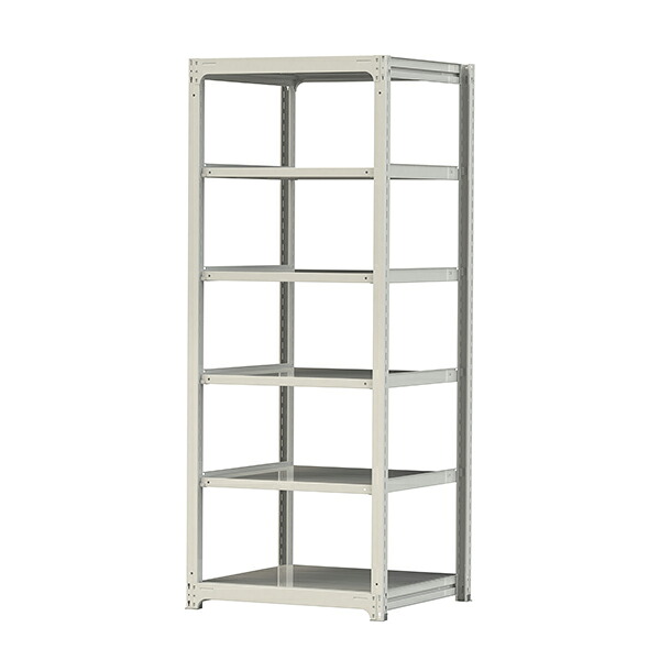 ●u.ヤマキン/山金工業【3S8391-6W】ボルトレス中量ラック(300kg/段) 6段 単体 高さ2400mm ホワイトグレー 組立式 31,805円