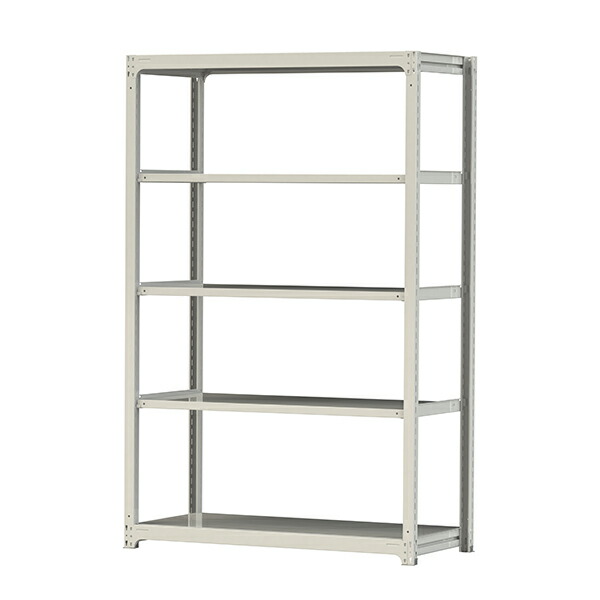 ●u.ヤマキン/山金工業【3S8570-5W】ボルトレス中量ラック(300kg/段) 5段 単体 高さ2400mm ホワイトグレー 組立式