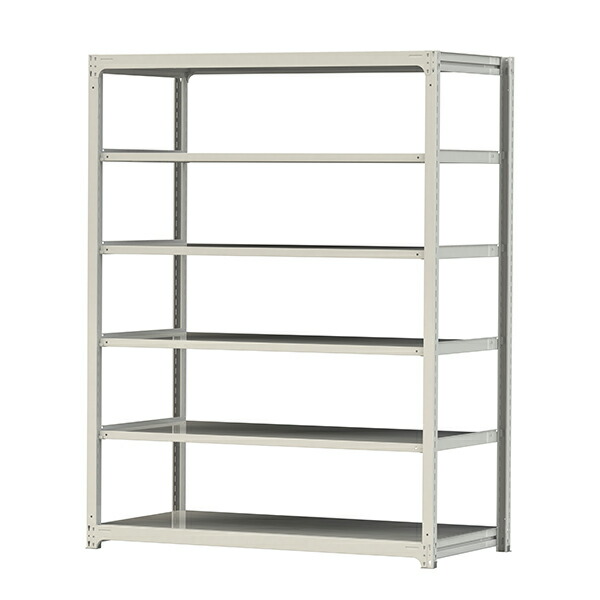 ●u.ヤマキン/山金工業【3S8691-6W】ボルトレス中量ラック(300kg/段) 6段 単体 高さ2400mm ホワイトグレー 組立式