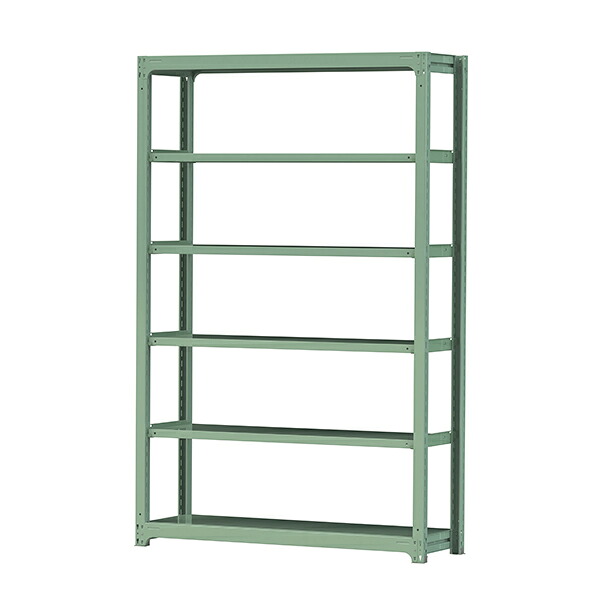 ●u.ヤマキン/山金工業【3S8548-6G】ボルトレス中量ラック(300kg/段) 6段 単体 高さ2400mm ライトグリーン 組立式