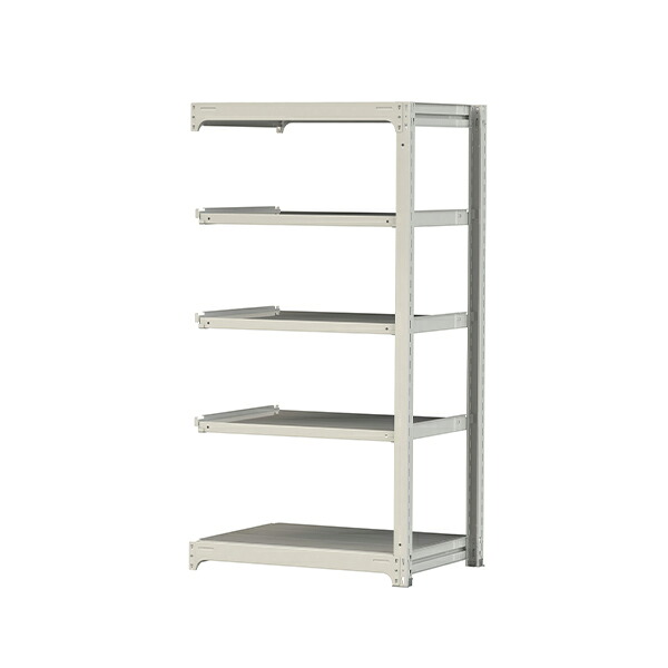 「連結型のみの購入は不可」●u.ヤマキン/山金工業【5S6370-5WR】ボルトレス中量ラック(500kg/段) 5段 連結 高さ1800mm ホワイトグレー 組立式