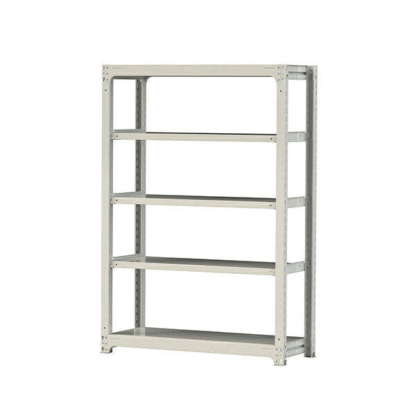 ●u.ヤマキン/山金工業【5S6448-5W】ボルトレス中量ラック(500kg/段) 5段 単体 高さ1800mm ホワイトグレー 組立式