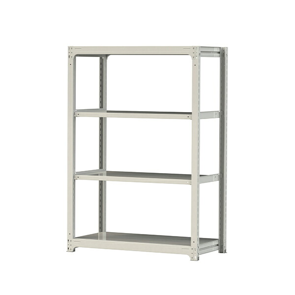 ●u.ヤマキン/山金工業【5S6462-4W】ボルトレス中量ラック(500kg/段) 4段 単体 高さ1800mm ホワイトグレー 組立式