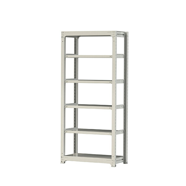 ●u.ヤマキン/山金工業【5S7348-6W】ボルトレス中量ラック(500kg/段) 6段 単体 高さ2100mm ホワイトグレー 組立式