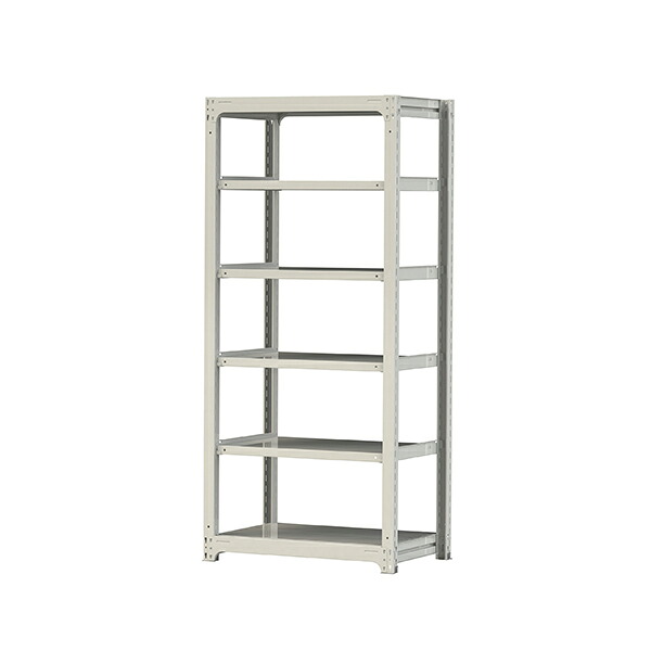 ●u.ヤマキン/山金工業【5S7362-6W】ボルトレス中量ラック(500kg/段) 6段 単体 高さ2100mm ホワイトグレー 組立式