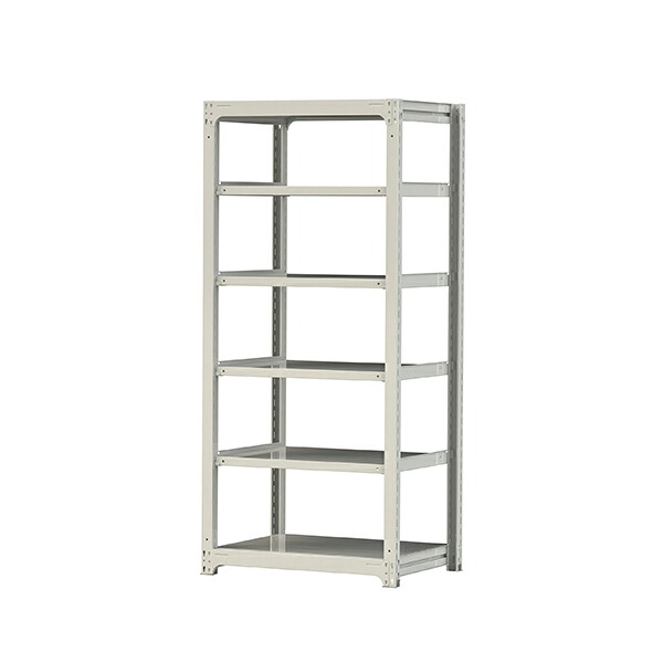 ●u.ヤマキン/山金工業【5S7370-6W】ボルトレス中量ラック(500kg/段) 6段 単体 高さ2100mm ホワイトグレー 組立式