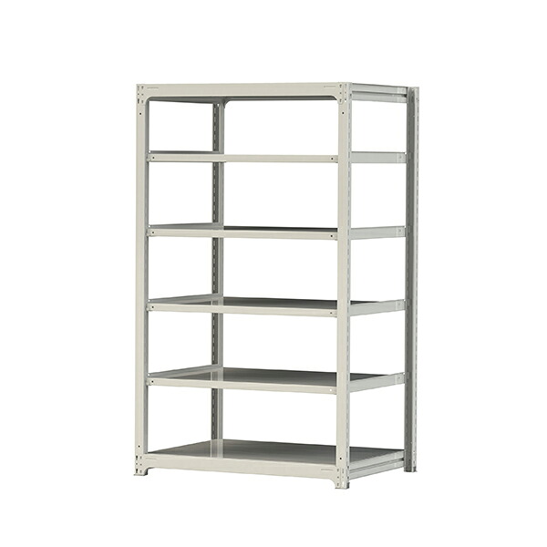 ●u.ヤマキン/山金工業【5S7491-6W】ボルトレス中量ラック(500kg/段) 6段 単体 高さ2100mm ホワイトグレー 組立式 41,213円