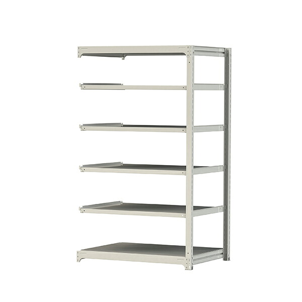 「連結型のみの購入は不可」●u.ヤマキン/山金工業【5S7491-6WR】ボルトレス中量ラック(500kg/段) 6段 連結 高さ2100mm ホワイトグレー 組立式