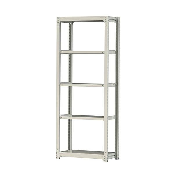 ●u.ヤマキン/山金工業【5S8348-5W】ボルトレス中量ラック(500kg/段) 5段 単体 高さ2400mm ホワイトグレー 組立式｜クローバー資材館