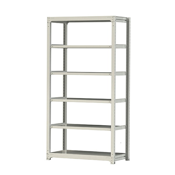 ●u.ヤマキン/山金工業【5S8462-6W】ボルトレス中量ラック(500kg/段) 6段 単体 高さ2400mm ホワイトグレー 組立式