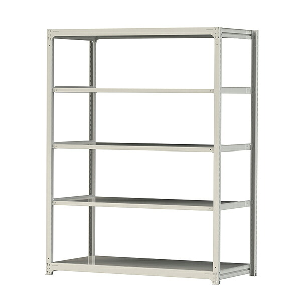 ●u.ヤマキン/山金工業【5S8691-5W】ボルトレス中量ラック(500kg/段) 5段 単体 高さ2400mm ホワイトグレー 組立式
