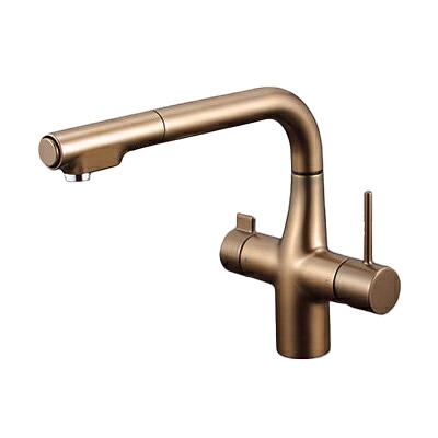 KVK 水栓金具【KM6121SCECBR】ビルトイン浄水器用シングルシャワー付混合栓 ノーブルアンバー eレバー〔HB〕|クローバー資材館