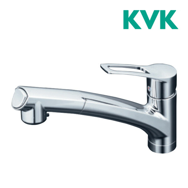 △《在庫あり》◆15時迄出荷OK！KVK 水栓金具【KM5021THS】シングルシャワー付混合栓 撥水シングルシリーズ シャワーヘッド引き出し