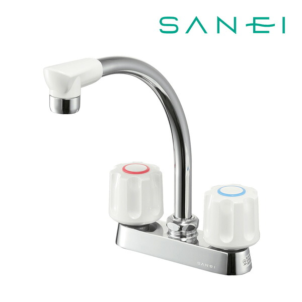 《在庫あり》◆15時迄出荷OK！≦三栄水栓/SANEI 【K71D-W】ツーバルブ台付混合栓 共用形