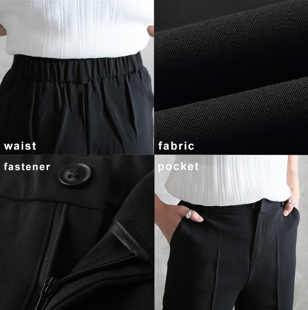 即納 パンツ スラックス センタープレス オフィスカジュアル 小さいサイズ ズボン クロップド 黒パン ボトムス