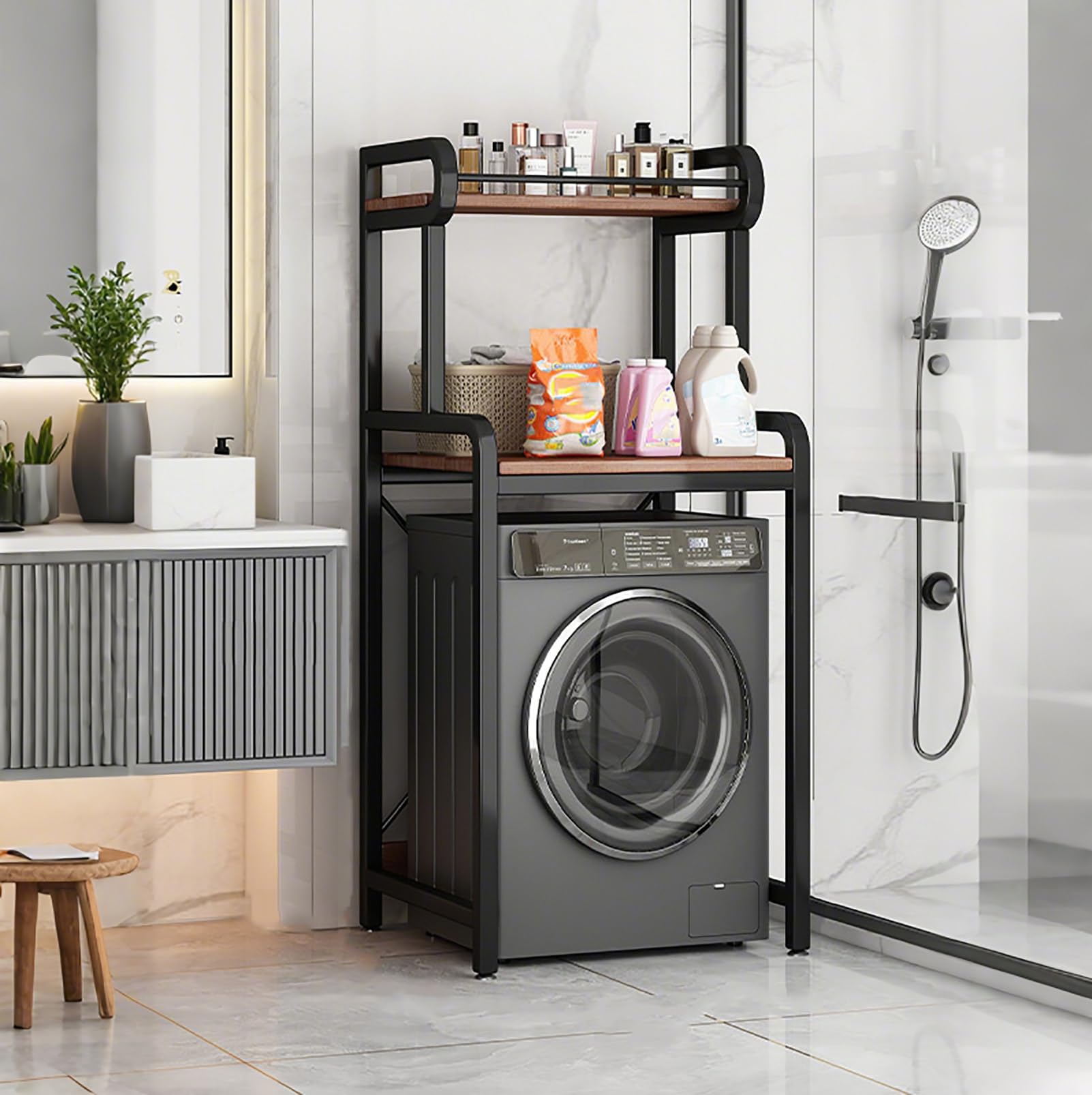 楽天市場】KAKYUKAN 洗濯機ラック ランドリー収納棚 有孔ボード付き