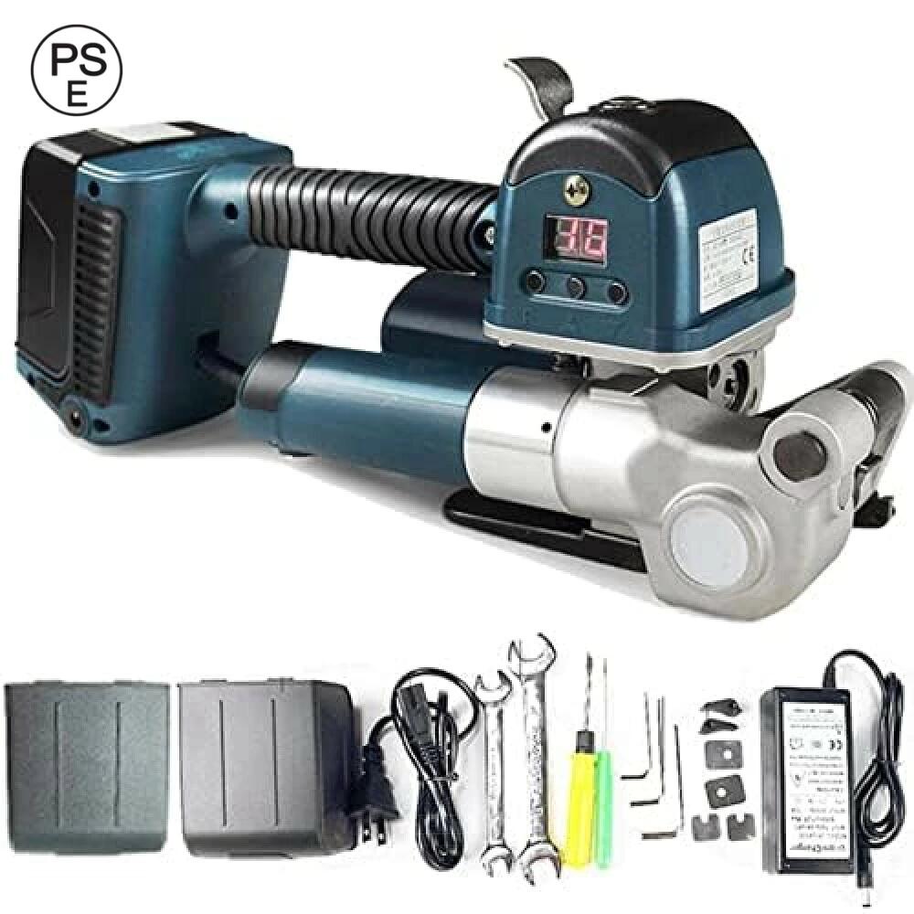 ppバンド 結束機、エアー式バンド結束機 梱包機 PP/PET 電動ストラッピングツール、11-19mm幅ベルト用ハンドヘルドストラッピングマシン、ポータブルハンドヘルドホットメルトストラッピングマシン