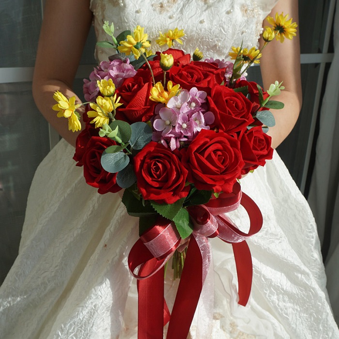 ブーケ 造花 ウェディング ウェデイングブーケ 結婚式 前撮 ブーケ 手作り 海外挙式 キャンディーブーケ フラワー インテリア おじゃれ アレンジメント 花嫁 ギフト 造花花束 写真撮り 結婚祝い パーティー イベント
