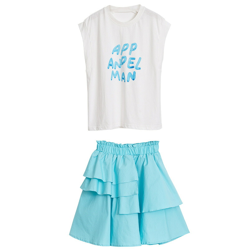 女の子 セットアップ 半袖 親子 子供服 女の子 夏服 スカートセットアップ キッズ セットアップ 女の子 半袖 スカート インナーパンツ付き  カジュアル ナチュラル 可愛い 韓国子供服 おしゃれ 小学生 中学生 高校生 通学 大人っぽい 120 130 140 150 160 170