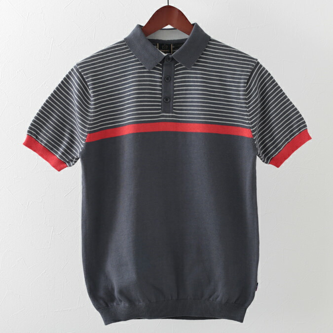 メルクロンドン メンズ スポーツシャツ ポロ Merc London ショルダー棒縞 ニット W1 割り増し金 2色 チャコール ヴィンテージホワイト モッズファッション 差し上物 コンベンショナル Effie Europe Com