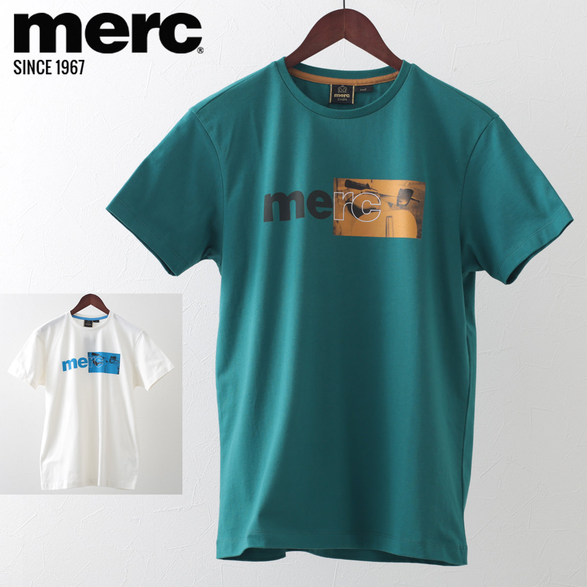 楽天市場 メルクロンドン メンズ Tシャツ ロゴ Merc London s 2色 フォレストグリーン オフホワイト レトロ ギフト トラッド Clozest モッズメンズレディース