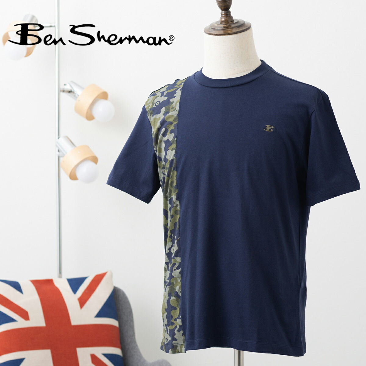 Ben Sherman ベンシャーマン メンズ Tシャツ 半袖 カモフラージュ カモ マリン コットン リラックスフィット クルーネック イギリス ギフト トラッド