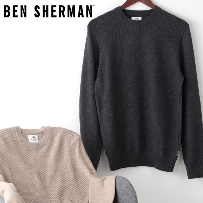 楽天市場 ベンシャーマン メンズ ニット Ben Sherman フロントパネル テクスチャード ニット s 2色 グレー キャメル ギフト トラッド Clozest モッズメンズレディース