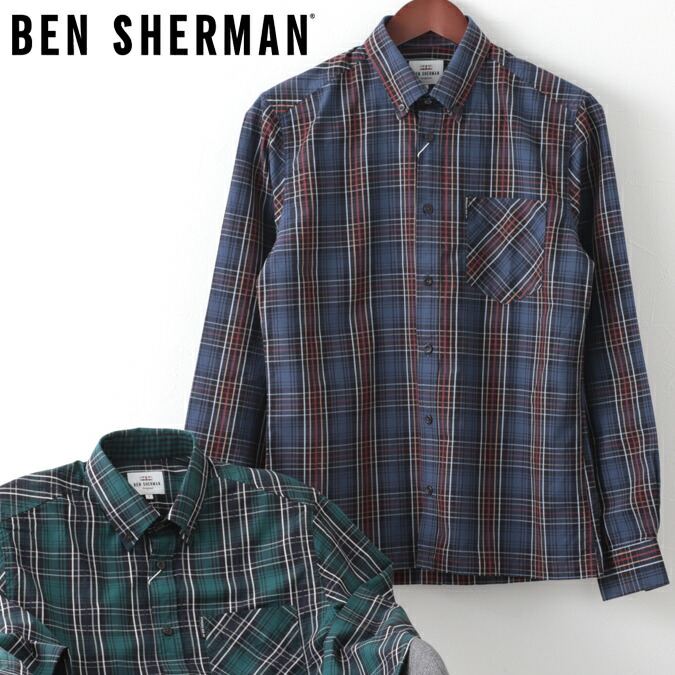 かわいい ss Sherman Ben タータンチェック 長袖シャツ メンズ ベンシャーマン Sale セール 新作 トラッド ギフト レギュラーフィット フォレスト ミッドナイト 2色 Ben Qbdworks Com