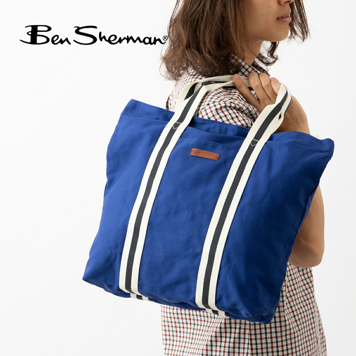 【訳あり】 ベンシャーマン Ben Sherman トートバッグ ショッパーバッグ ツアーキャンバス スナップ 45x40x10cm コバルト ユニセックス メンズ レディース ギフト アウトレット トラッド|CLOZEST モッズメンズレディース