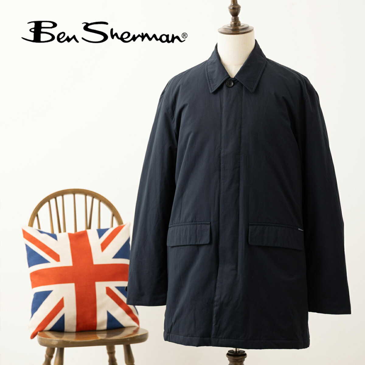 Ben Sherman ベンシャーマン 中綿入りカーコート ワックスカーコート 2025AW 新作 ダークネイビー アウター ミドル丈 秋冬 コート プレゼント ギフト｜CLOZEST モッズメンズレディース