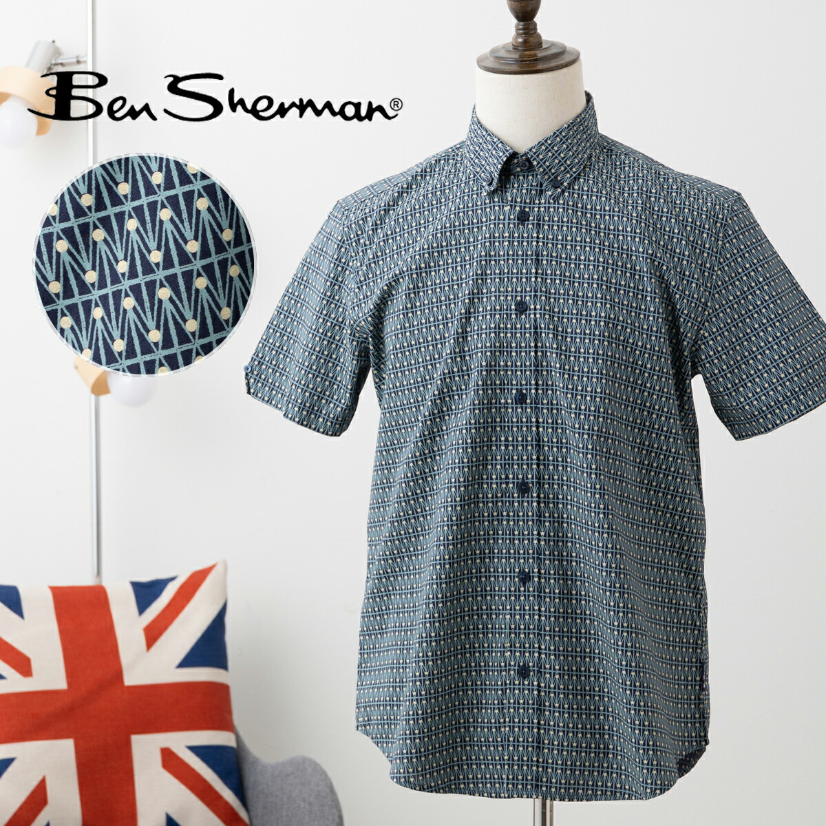 楽天市場】Ben Sherman ベンシャーマン 半袖シャツ ブロックジオプリント シャツ プリント レギュラーフィット ダークレッド ブルーインク  総柄 コットン ギフト モッズ ボタン開閉 トラッド メンズ : CLOZEST モッズメンズレディース