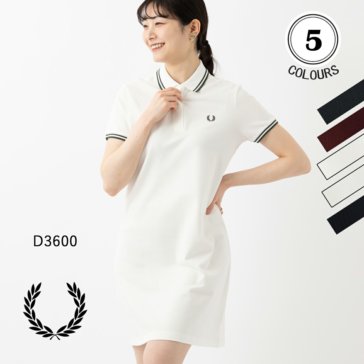 フレッドペリー レディース ポロシャツ ワンピース 半袖 Fred Perry 新色 ティップライン コットン ホワイト ブラック ネイビー ワインレッド プレッピー 正規販売店 正規品 ギフト トラッド|CLOZEST モッズメンズレディース